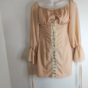 Pretty little things Peach Off-Shoulder Dress with Embroidery Size 8 ✅️